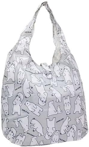 Amazon シロクマ エコバッグ 折りたたみお買い物かばん グレー シューズ バッグ