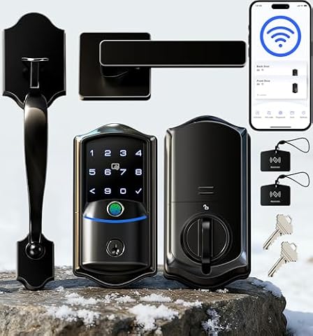 Veise VE027-H Wi-Fi Smart Lock for Front Door with Handle Set, Matte Black — $139.99 (30% off)
