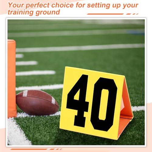 Liliful Set of 11 Football Yard Markers High Visibility Football Field Yard Line Markers 12.5 Inch Portable Weighted Yardage Marking with Carrying Bag for Sports Game Training (Orange and Yellow)