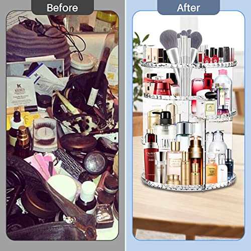 Vinmoso Rotating Makeup Organizer And Storage Perfume Organizer For Dresser Cosmetics Organizer Makeup Organizer For Vanity Dresser Organizer 4 Trays Adjustable Cosmetic Storage Cases #TOP5