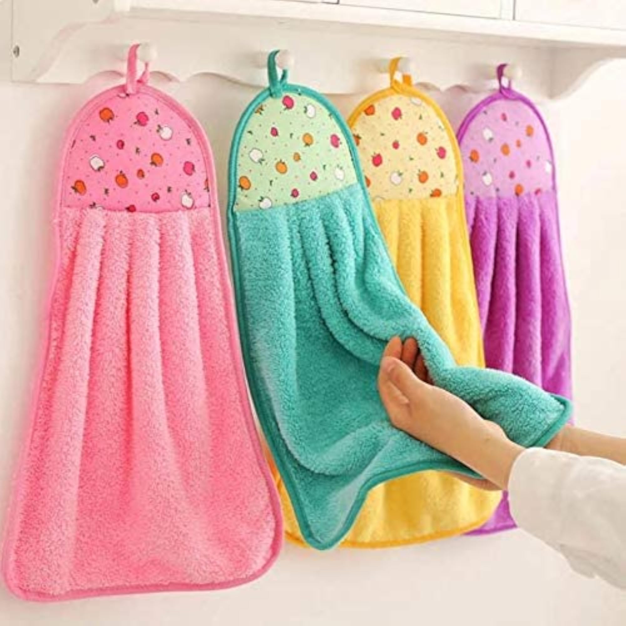 Microfiber Hand Towels with Hanging Loop, Multicolour