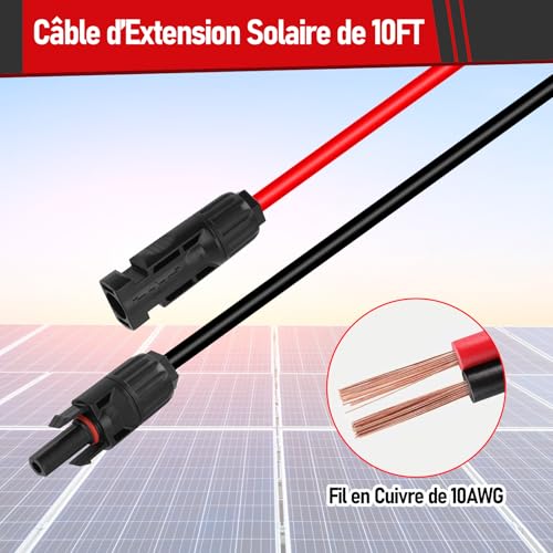Passe Toit Etanche Panneau Solaire avec 10 Pieds Câble pour Camping Car, Caravane et Bateau, Pièces et Accessoires pour Camping Car – vue 2