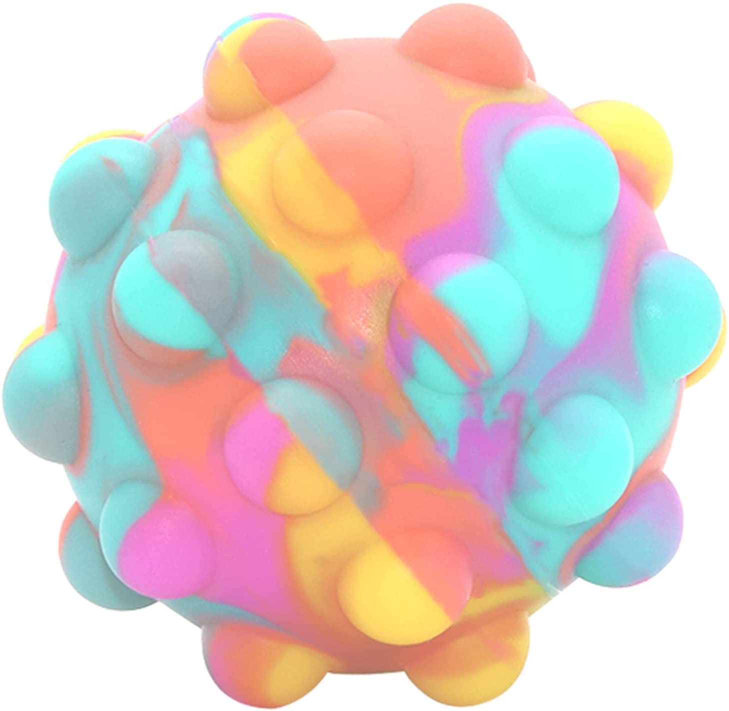 Pop Stress Balls Fidget Sensory Toys, Fidget Ball Push Pop Bubble Decompression,3D Silicone Squeeze Ball Fingertip Toy, Stress Anxiety Relief for Autistic Kids Adults (a)