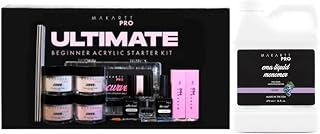 MakarttPro Acrylic Nail Technician Bundle – Starter Kit with Pink & Clear Powder + 16oz Grape Scented Acrylic Liquid Monomer, MMA-Free