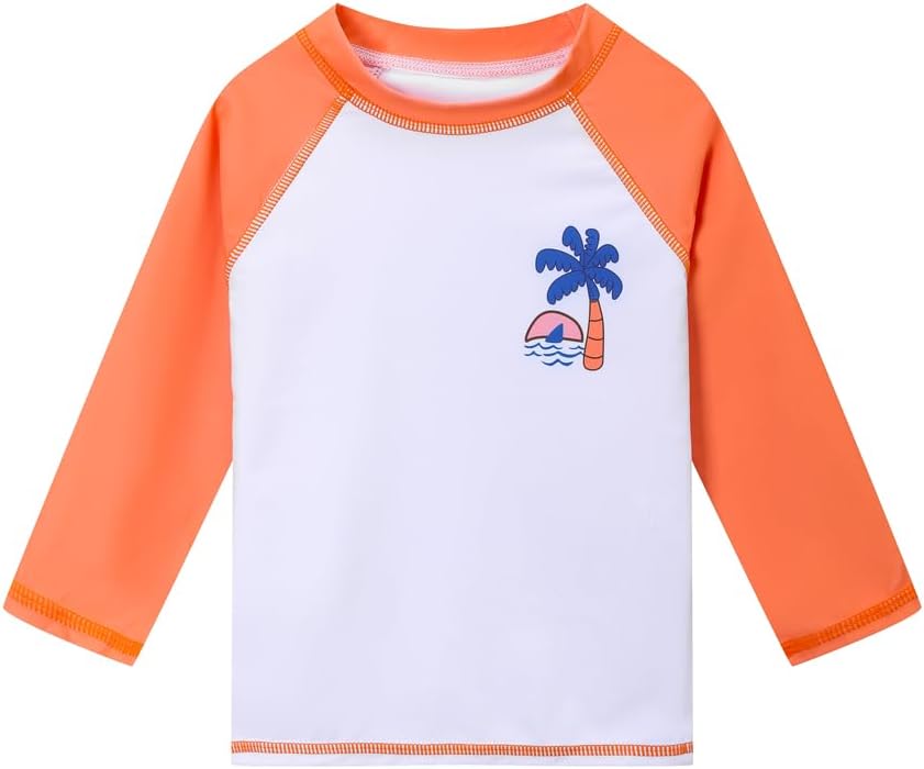Toddlers and Baby Boys' 3-Piece Rash Guard Swimsuits Kids Long Sleeve Sunsuit Swimwear Sets