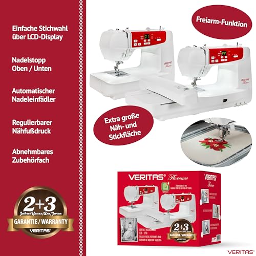 Veritas Näh- und Stickmaschine Florence Computer-Nähmaschine mit 120 Programmen