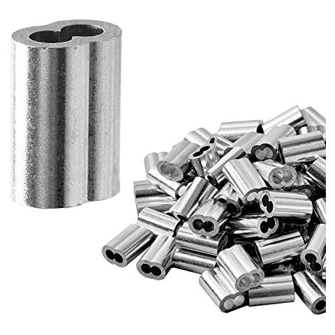 QDiShi 1/8" (3mm) Aluminum Crimping Loop Sleeve for Wire Rope, Cable Ferrule (100Pcs) Cover