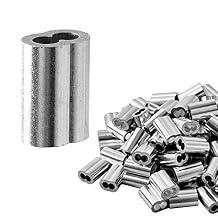 HSTECH 3/32" 2.5mm 100PCS Aluminum Crimping Loop Sleeve for Wire Rope, Cable Ferrule