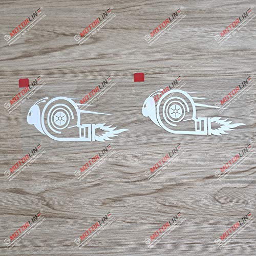 2X White 4'' Turbo Snail Decal Sticker Car Vinyl JDM Boost Euro Racing Drift Style b