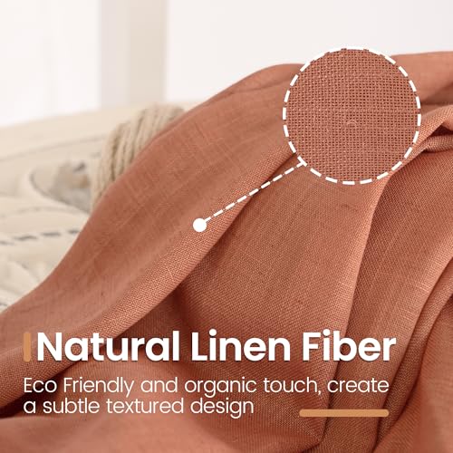 Image of BGment Terracotta Linen Curtains 60 X 84 Inch Length, Wide Semi Sheer Drapes for Living Room Bedroom Dining Decor Rod Pocket Lightweight, 2 Panels Set, Each 60 Inch Wide