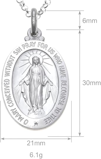 Alexander Castle Large 925 Sterling Silver Miraculous Medal Catholic Necklace - 30mm x 21mm Miraculous Medal with 20 Silver Chain & Jewellery Gift Box