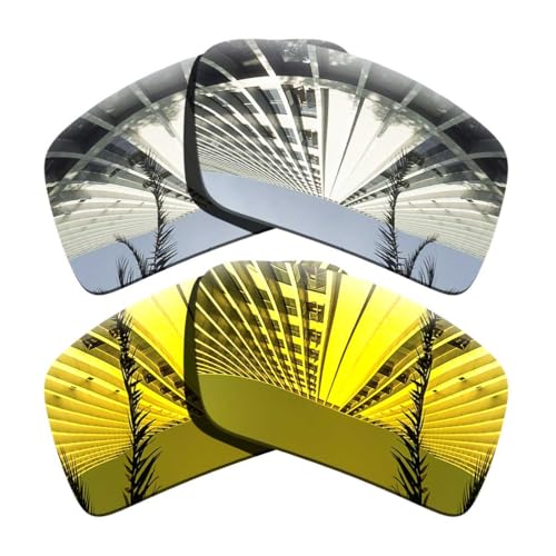 Polarized Lenses Replacement for Costa Del Mar Reefton Sunglasses - 24K Golden Mirrored+Silver Titanium Mirrored