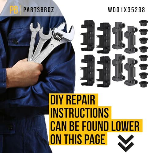 Kit rouleau et support WD01X35298 haute résistance pour panier Hotpoint