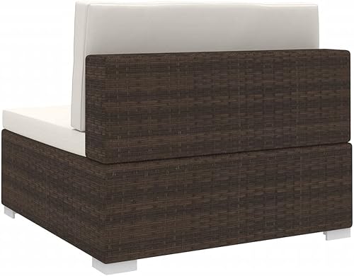 Miniatura 5 de Sectional Middle Seat with Cushions Poly Rattan Brown Backyard Chairs Outdoor Chairs Sillas para Comedor Garden Chair for Courtyard Terrace Study