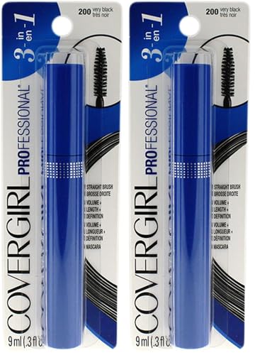 COVERGIRL Professional Mascara Regular Brush Very Black 200, (Packaging may vary) 0.3 Fl Oz (Pack of 2)