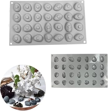 Silicone French Moose Cake Mold, 3D Bakeware DIY Chocolate Soap Candle Mold, 28 Holes Cobblestone