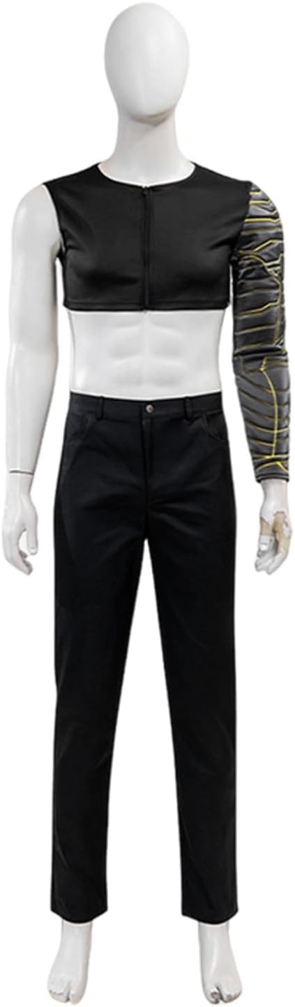 Bucky Barnes Costume Winter Soldier Cosplay Bucky Crop Top Vest Single-shoulder Top Adult Mens Halloween Outfits