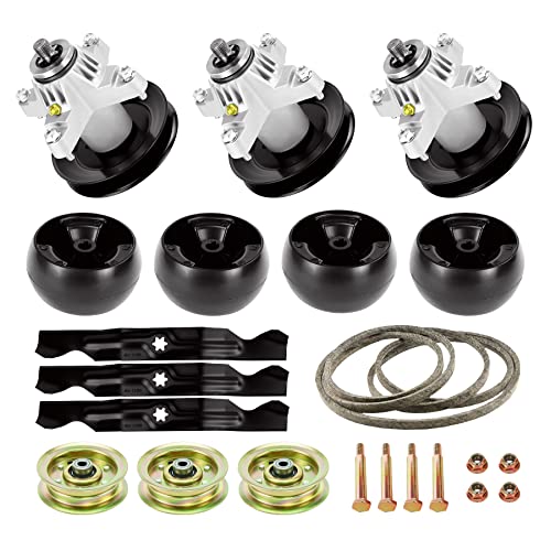 50 Lawn Mower Deck Rebuild Kit for Cub Cadet/MTD RZT RZT-50 ZT-5000 ZT-L7000 (3) Spindles 618-04125 918-04125 with (3) Blades 742-04053A 942-04053A (4) Deck Wheels 734-04155 134 Belt 754-04044