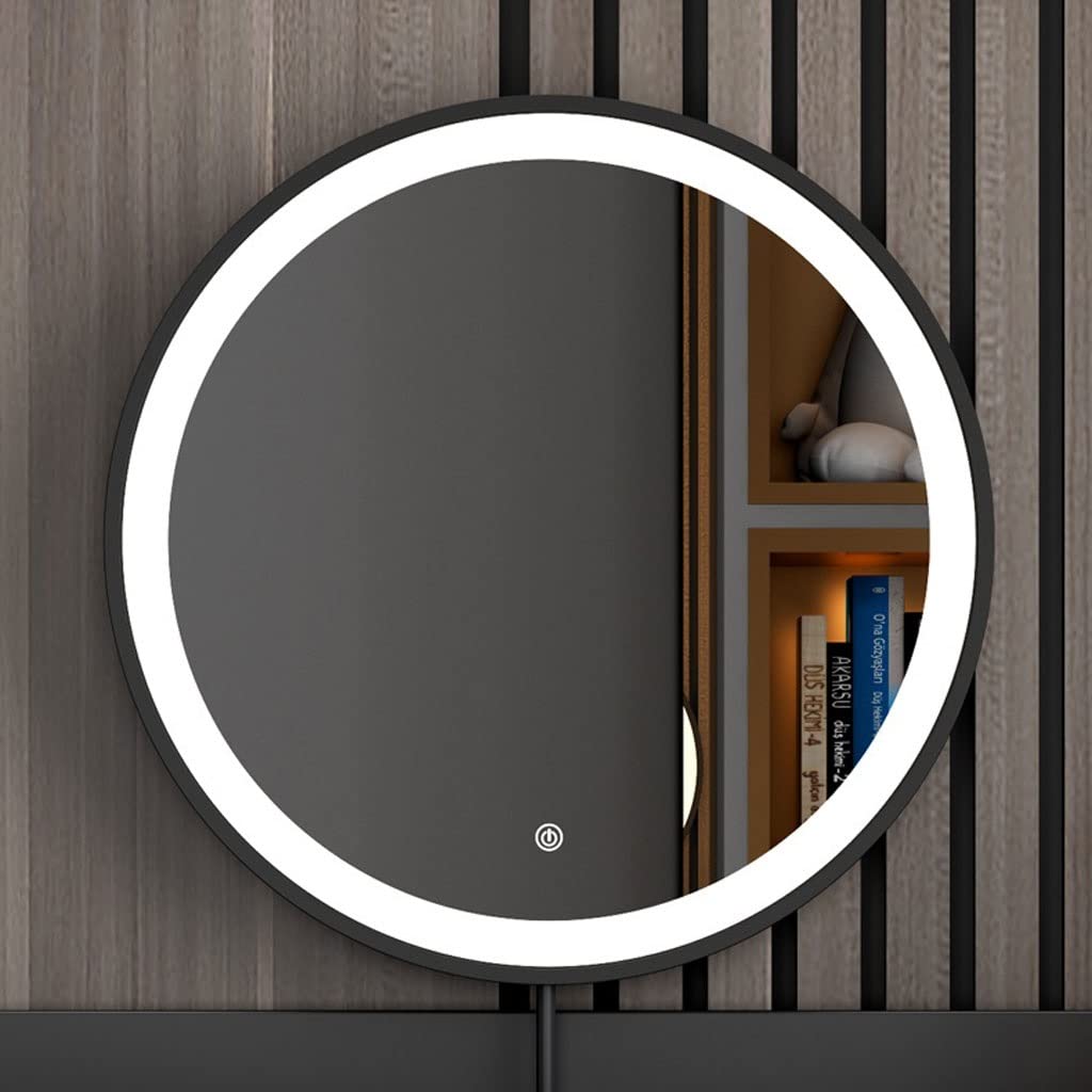 Tavolo da trucco con touch screen, elegante design in ardesia, specchio illuminato con cassetto, elegante tavolo da toeletta per camera da letto, stazione di trucco moderna per gli amanti della