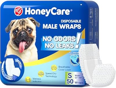 HONEY CARE All-Absorb A26 Male Dog Wrap, 50 Count, Small