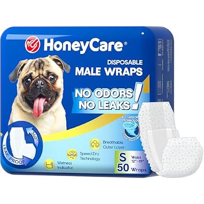 HONEY CARE All-Absorb A26 Male Dog Wrap, 50 Count, Small