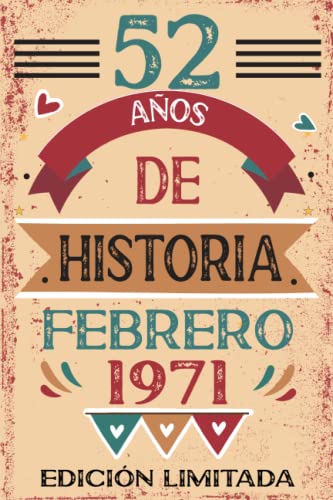 52 Años De Historia Febrero 1971: Libro de visitas, cuaderno, 110 páginas de felicitaciones, idea de regalo, regalo Para la esposa, novia, mujer, La madre
