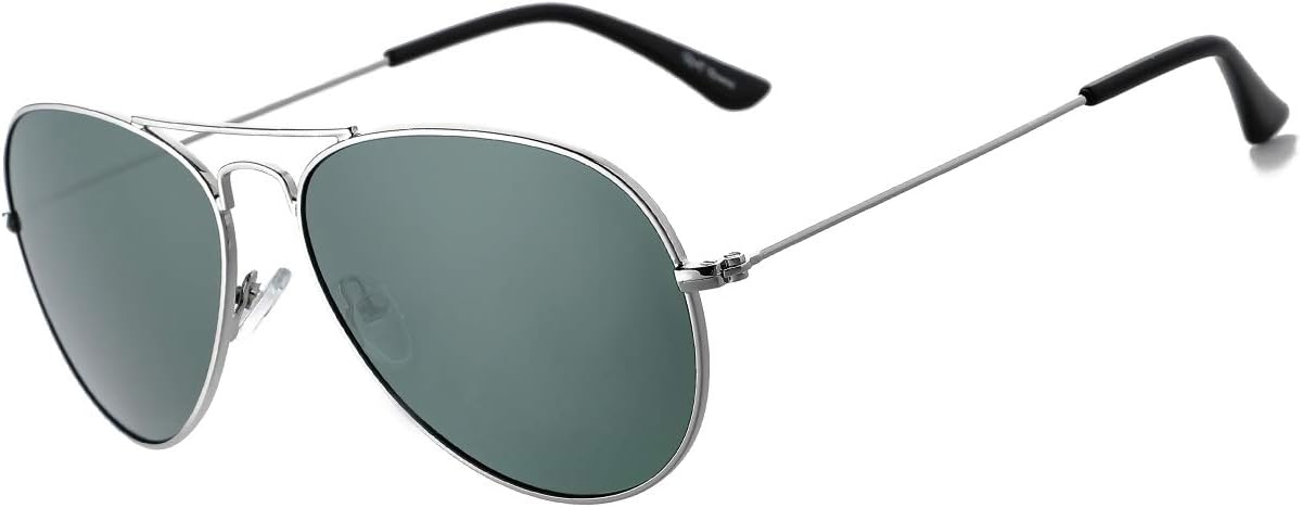 Retro Sunglasses Pilot for Women Polarized Mens Shades Stainless Steel Frame Classic Eyewear UV400 Protection with Case, 58MM