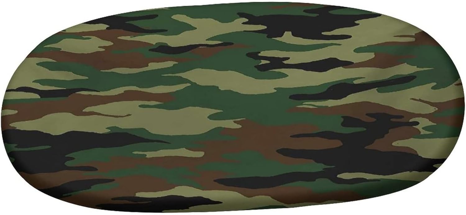 Oval Fitted Patio Tablecloth, Camo Elastic Edged Polyester Table Cover,Fashionable Graphic Uniform Inspired Camouflage Clothing Print Fitted Table Pad, Fits Oval Tables up to 48" x 72", for Kitchen