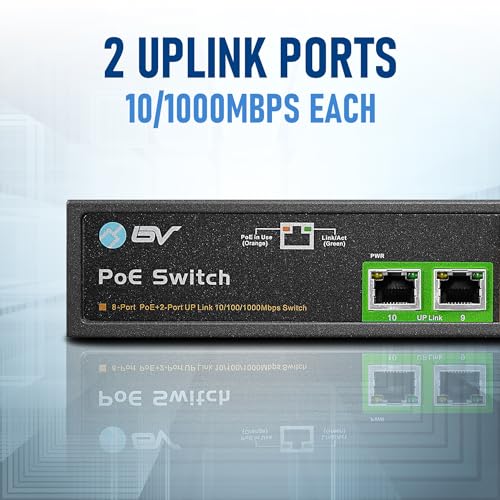 Image of BV-Tech 8 Gigabit PoE+ Ports with 2 Enthernet Uplink, 130W, 802.3af /at POE-SW802G
