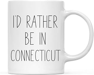 "I'd Rather Be In Connecticut" U.S. State Gift 11oz Ceramic Cup Microwave & Dishwasher Safe for Long Distance College Students Birthday Includes Gift Box Study Abroad