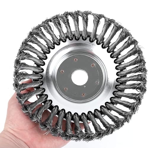Ar-Pro 8-Inch Rotary Steel Wire Weed Brush Blade With Universal Adapter Kit - Round Steel Wire Brush Compatible With Husqvarna, Stihl, Oregon, And Hitachi Straight Shaft Trimmers #TOP4