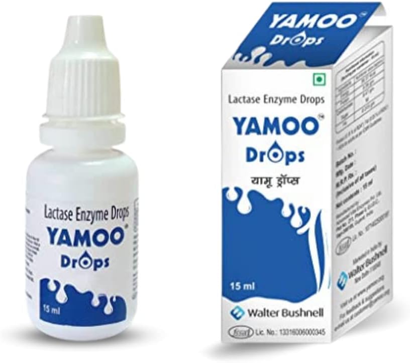 drops, Lactase enzyme drops, Prevent infant colic, alleviates gas, bloating, abdominal pain, dietary supplement, 600 FCC units, drops,suitable for both adults and infants,15 ml