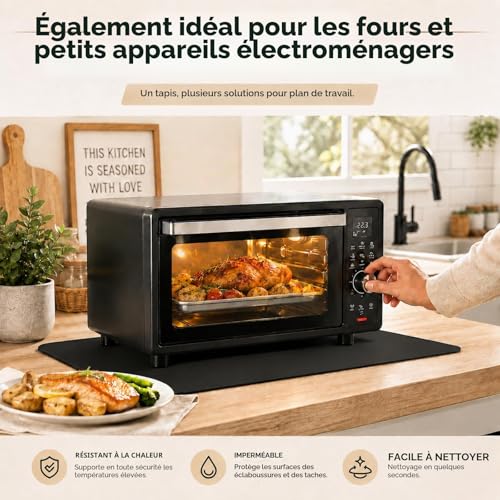 FIREWESS Tapis Protection Air Fryer, 2 Pièces tapis anti feu pour comptoir de cuisine, protection sous cafetière comptoir (38 x 46 cm) – vue 6