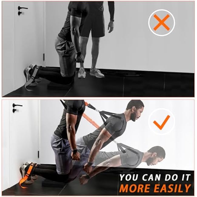 Nordic Hamstring Curl Assistance Band Set with Adjustable Door Anchor, 3x40lbs Resistance Bands for Hamstring Strength Training, Neoprene-Padded Strap for Beginners