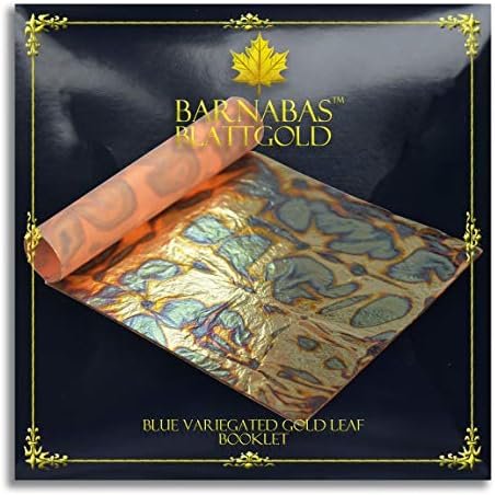 BARNABAS BLATTGOLD: Professional Quality Variegated Gold Leaf Sheets, Color: Blue, 25 Sheets, 14 x 14 cm Booklet