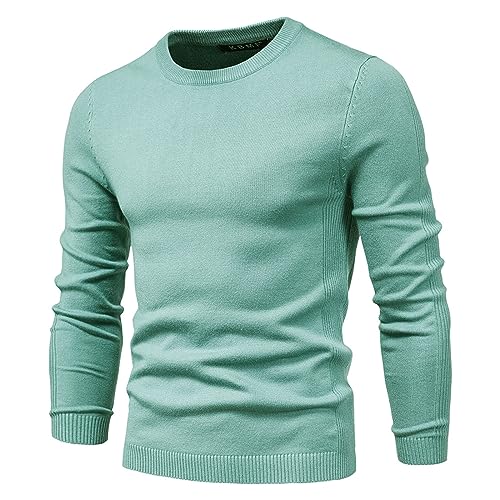 Mens Casual Basic Crewneck Sweaters Slim Fit Knitted Pullover Lightweight Long Sleeve Sweater Warm Fall Winter Tops