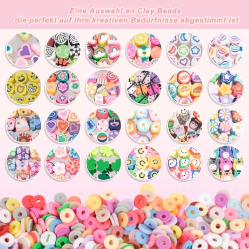 RUBY 1800pcs Perlen zum Auffädeln Kinder, DIY Perlen für Armbänder mit deutschen Buchstaben… – Ansicht 4