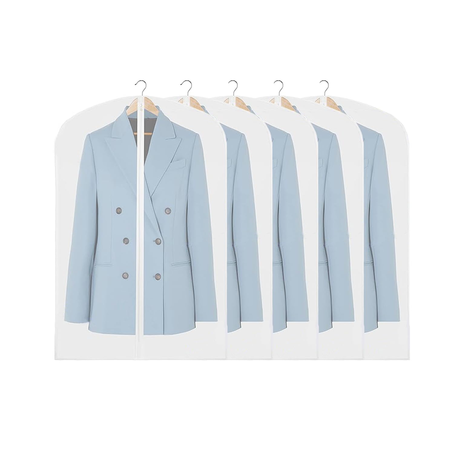 5PCS Garment Bag Clear Clothes Covers Protecting Dusts Hanging Clothes Storage Suit Cover for Shirts, Coats, Dresses-23.62'' x 47.24''