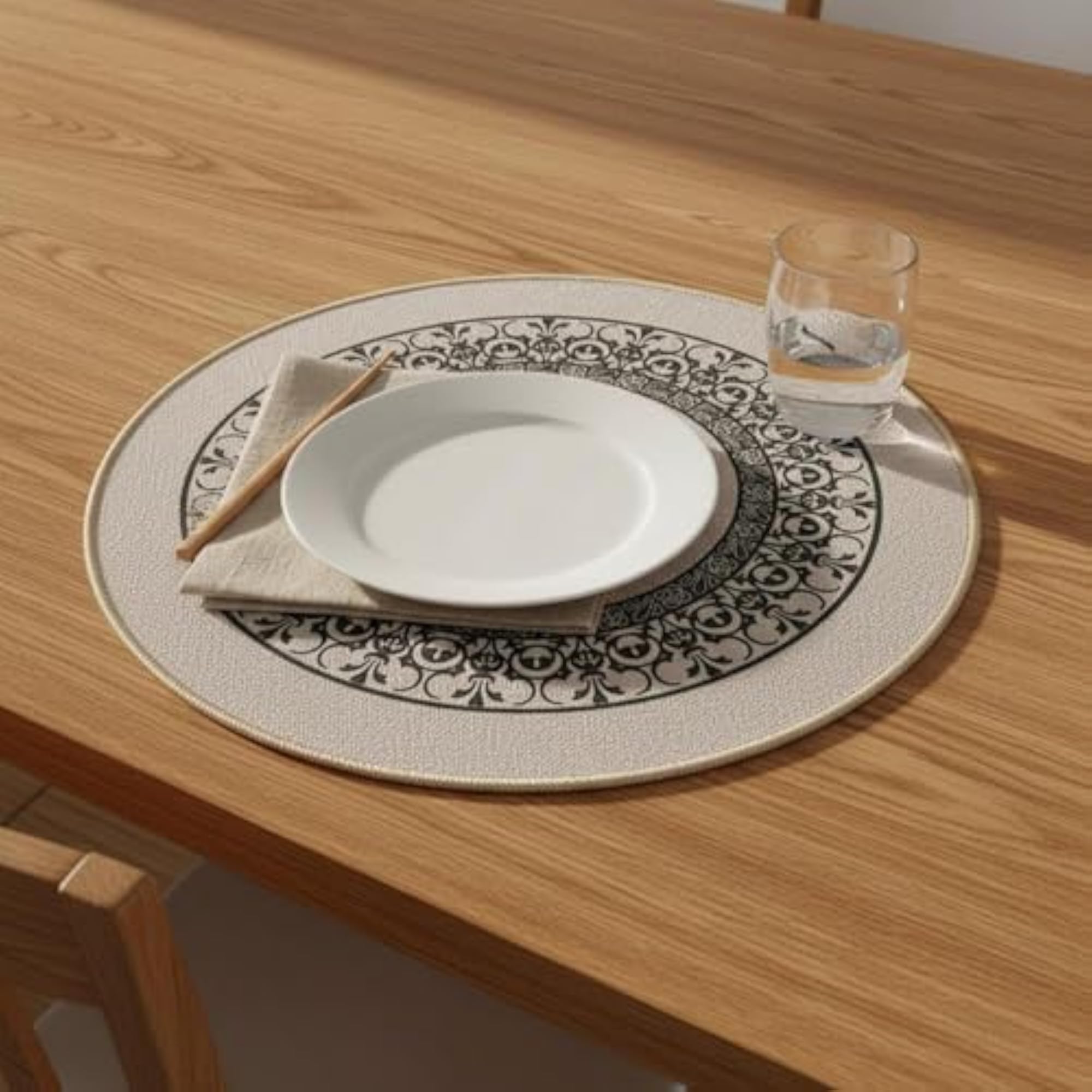 Faux Linen Rubber Placemat, Easy to Clean Table Mat