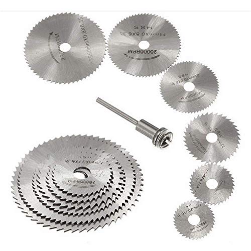 Fortspang Nouveau 7pc HSS lames de scie outil rotatif, Circulaire en bois de coupe lame de scie Disques pour Dremel Outil rotatif Mandrin avec tige d'extension 1/8"(3.175mm)