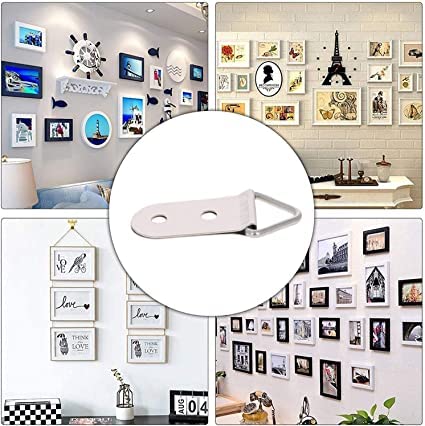 Image of 50mm x 13mm Double Holes D Ring Picture Hangers Hardware Assortment Kit, for Home Decoration Hanging Clock Paintings Artwork Creative Picture Frame Photo Hanging Solutions Silver Tone 10pcs