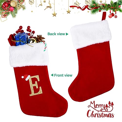 Chaussette de Noël rouge en velours Sailup avec initiale pour sapin