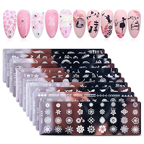 Tesorrio 12Pcs Nail Stamping Plate Cover