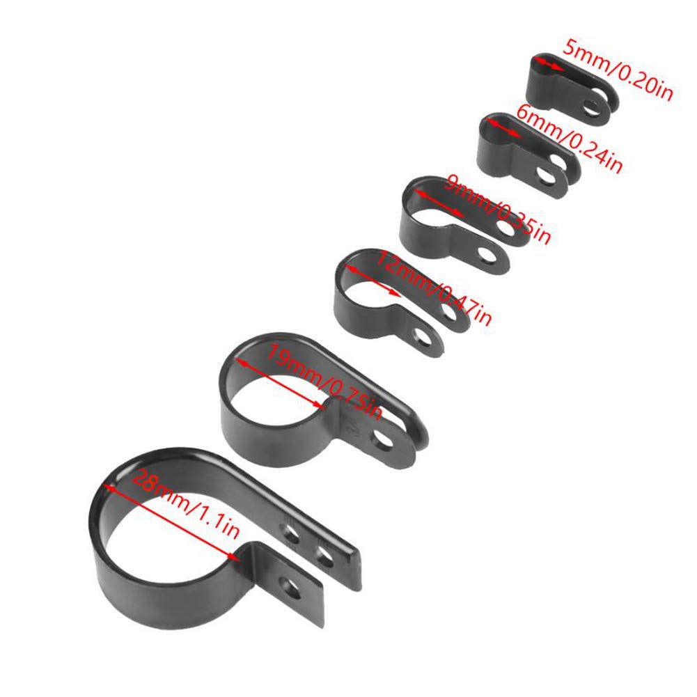 200 P-Clip Fermacavo In Nylon - Assortimento 5/6/9/12/19/28mm - Fascette Portacavi Regolabili Per Auto, Casa, Ufficio (Bianche)