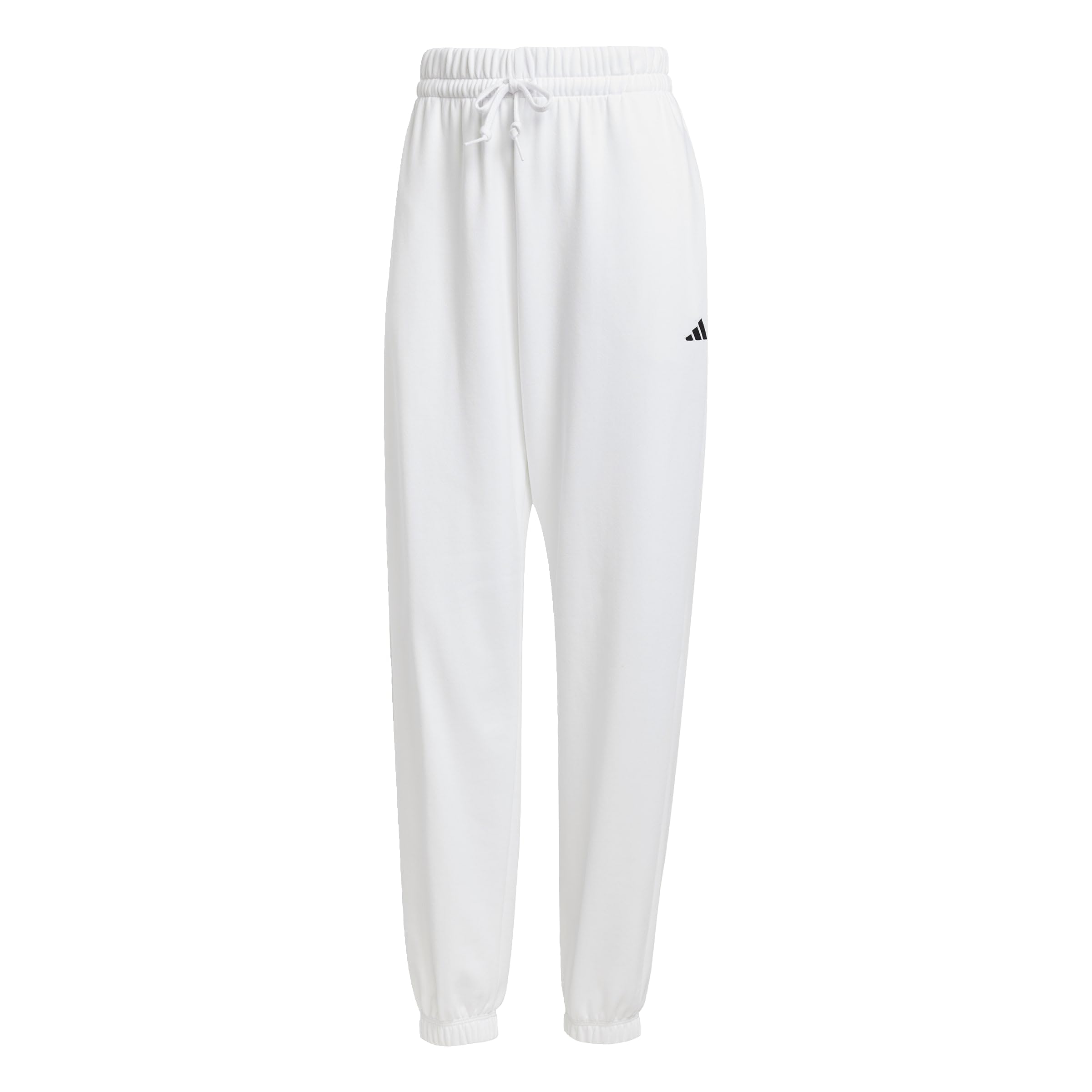 adidas Women's Essentials Small Logo French Terry Cuffed Pants, White/Black, XL