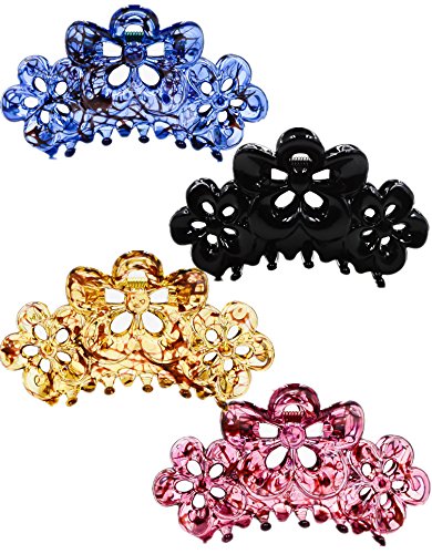 Pinzas para el cabello 4 unidades con flores huecas miniatura 1