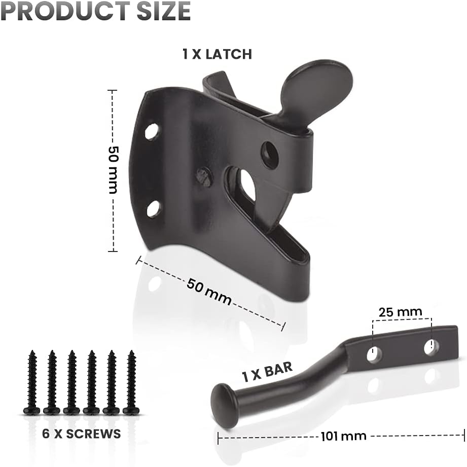 Garden Gate Latch for Wooden Gates Heavy Duty Black Door Latch Lock