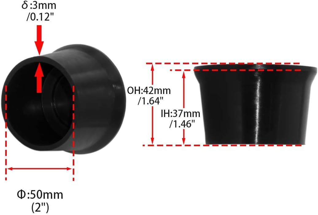 Flyshop 8Pcs Black Durable Silicone Non-Slip Chair Leg Tips Caps Floor Protectors Round Furniture Table Foot Covers 2", 50 mm