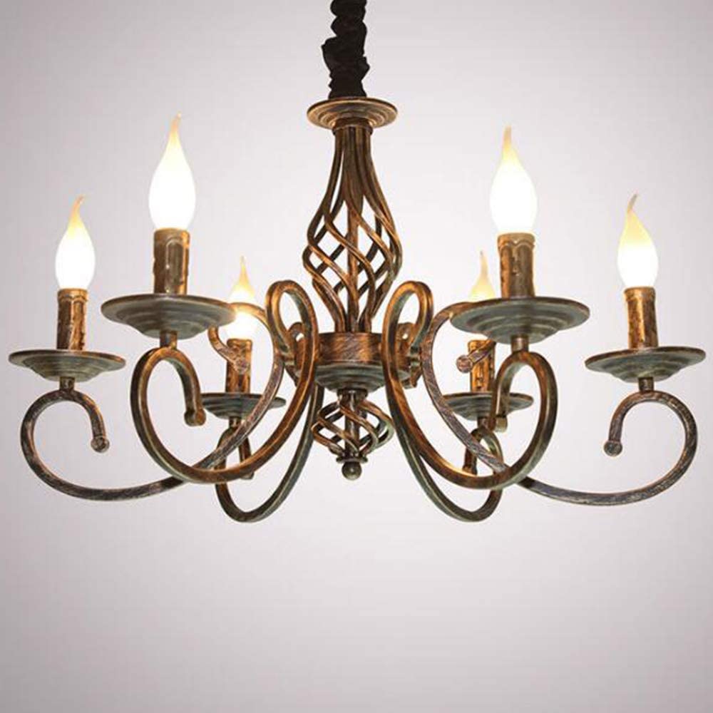 Kronleuchter Antik Bronze Pendelleuchte Industrie Retro Metall Hängeleuchte E14 Höhenverstellbar Kerze Kristall Deckenleuchte Klassisch Hängelampe Für Wohnzimmer Esszimmer Schlafzimmer 6 Flammig