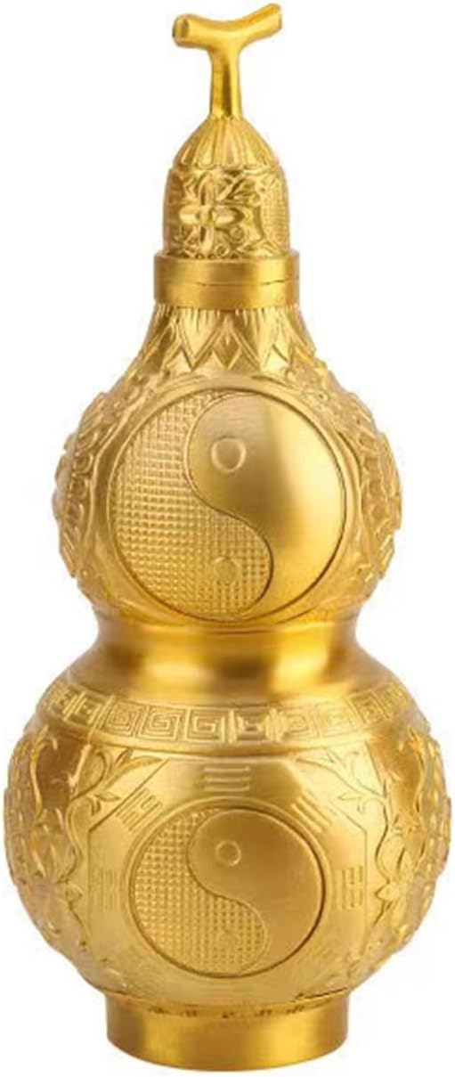 Brass Calabash Wu Lou Luck Gourd Feng Shui Home Furnishing Interior Decoration Five Emperor's Money Set